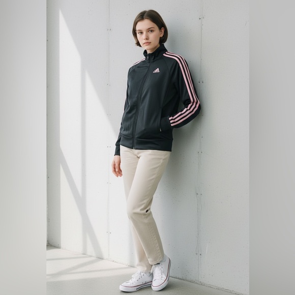 Adidas Women's Black Bomber Jacket with Pink Accents - Picture 5 of 9
